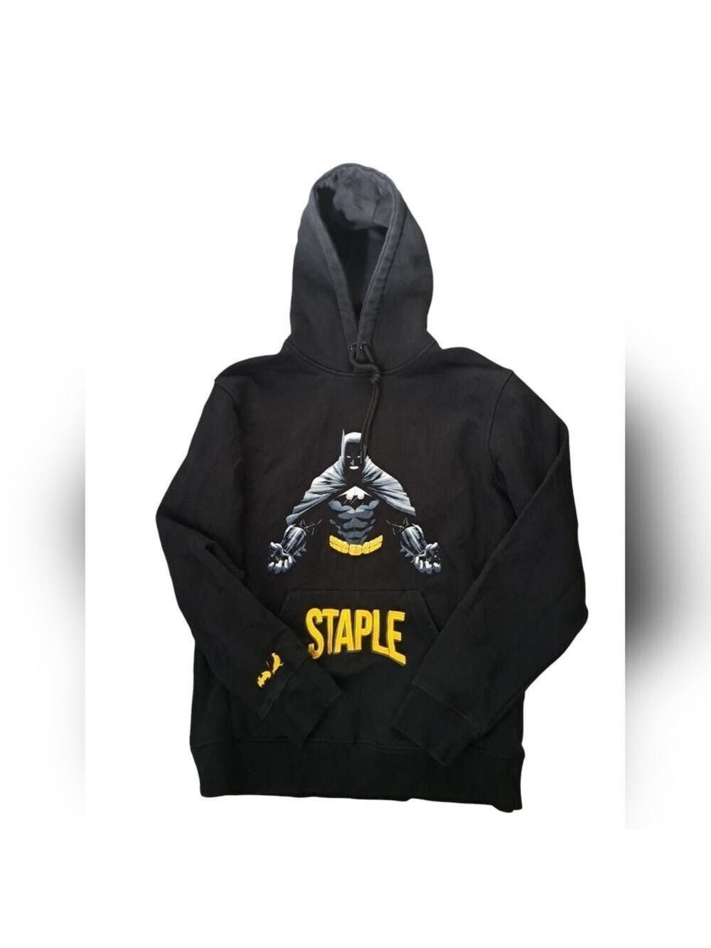 BATMAN STAPLE hooded sweater hoody black yellow cotton blend coastal Men's Med